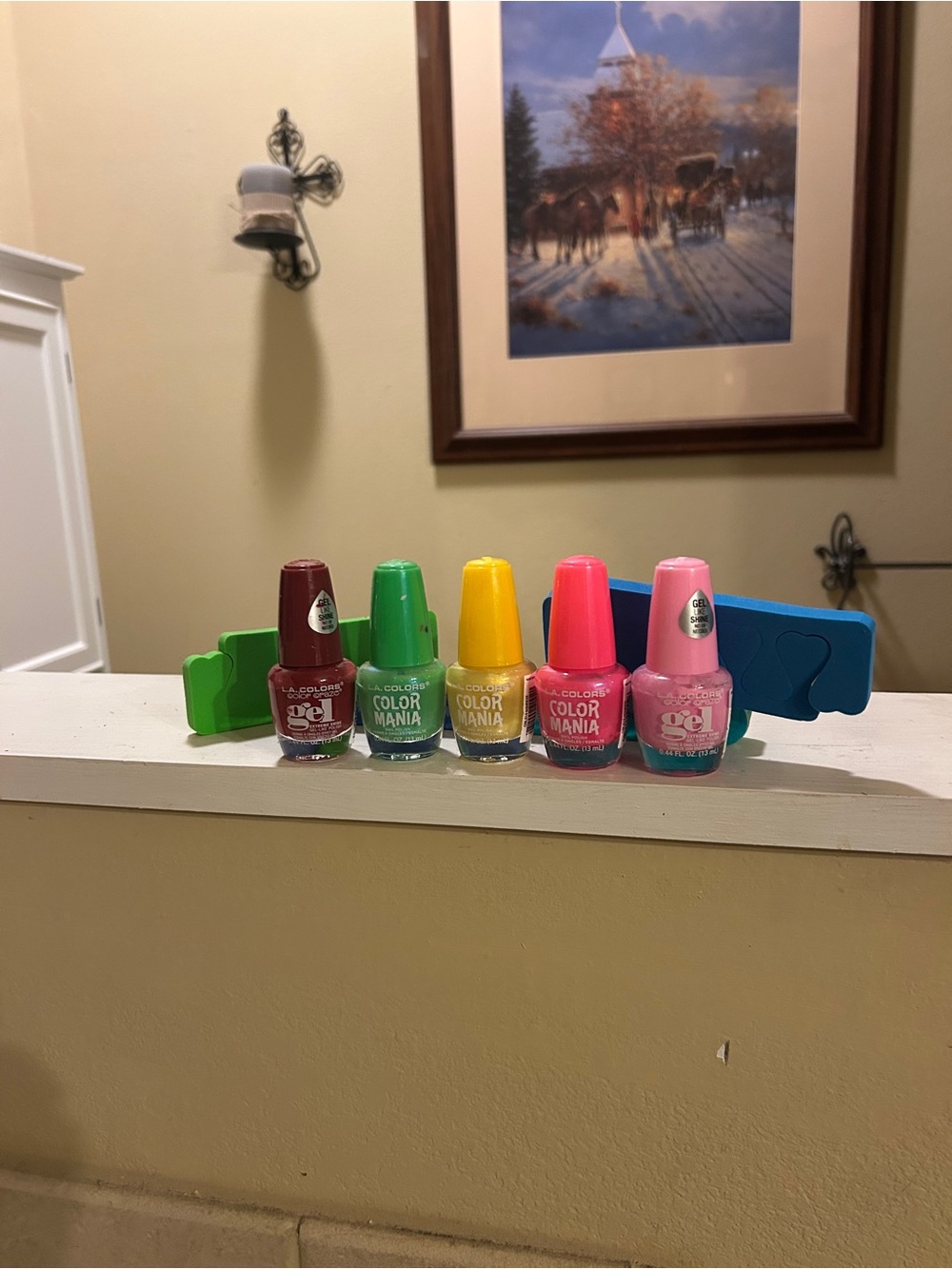 Andrew Geller Nail Polish Set in Burgundy, Green, Yellow, Coral, Pink